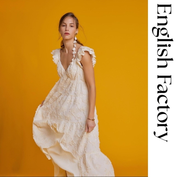 English Factory Dresses & Skirts - English Factory- Ribbon Embroidered Tiered Maxi Dress